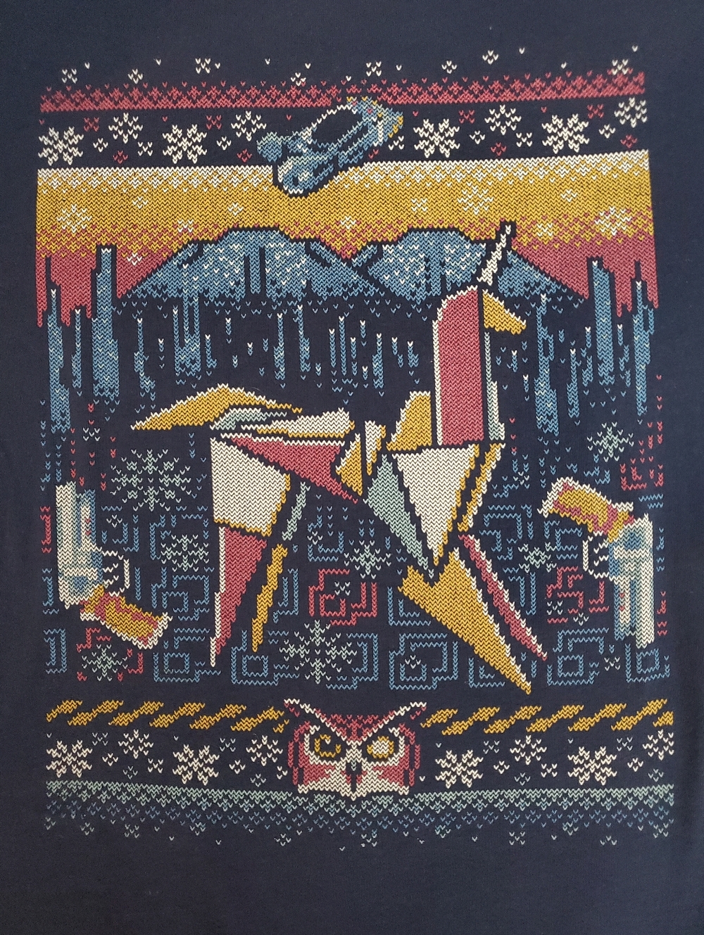 Unique Navy Blade Runner Origami Unicorn Graphic V-Neck Tee